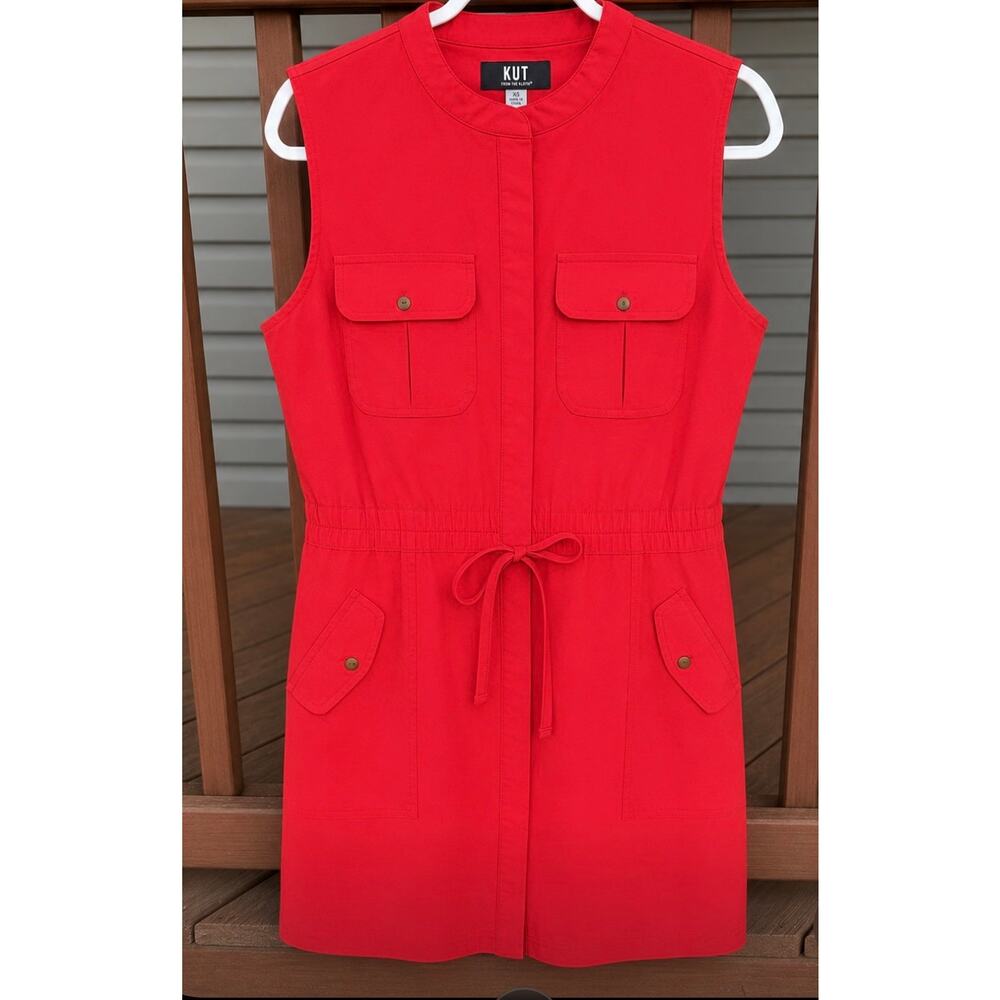 KUT From The Kloth Pink Utility Shirt Dress Sleeveless Drawstring Large - Picture 2 of 6